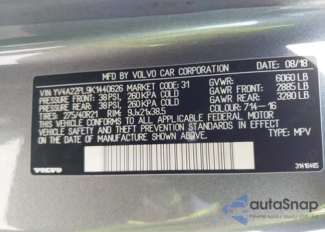 2019 Volvo Xc90 T6 Inscription from USA, damaged, VIN YV4A22PL9K1440626